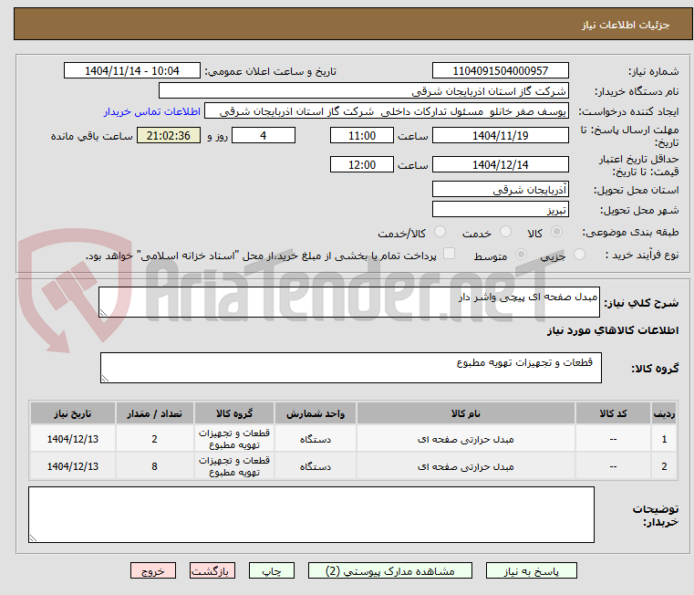 تصویر کوچک آگهی مبدل صفحه ای پیچی واشر دار