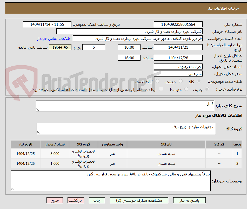 تصویر کوچک آگهی کابل