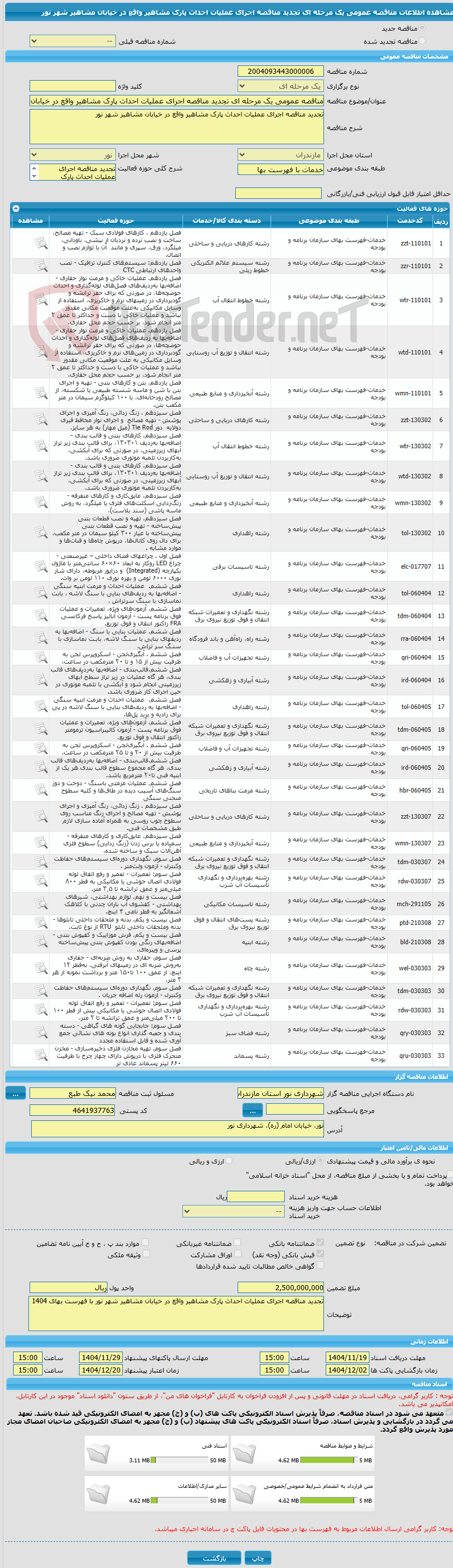تصویر کوچک آگهی مناقصه عمومی یک مرحله ای تجدید مناقصه اجرای عملیات احداث پارک مشاهیر واقع در خیابان مشاهیر شهر نور