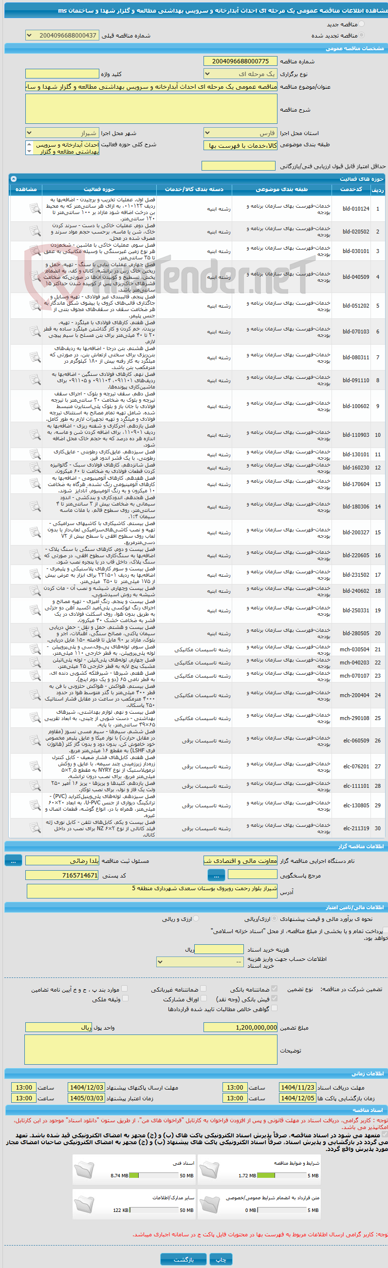 تصویر کوچک آگهی مناقصه عمومی یک مرحله ای احداث آبدارخانه و سرویس بهداشتی مطالعه و گلزار شهدا و ساختمان ms