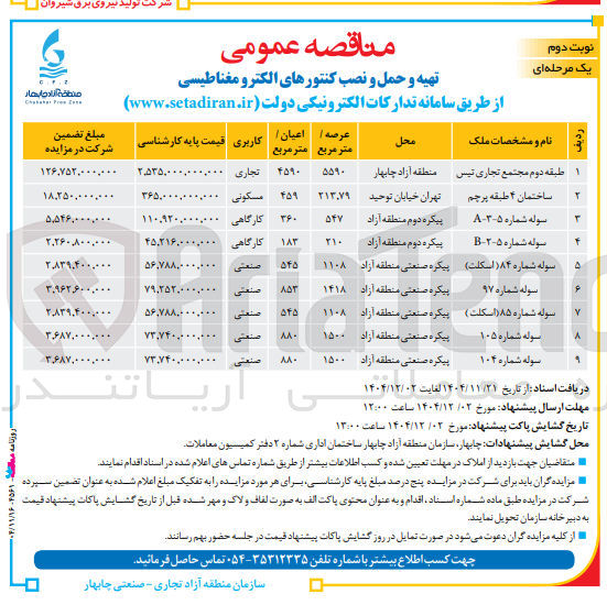 تصویر کوچک آگهی تهیه و حمل و نصب کنتور الکترو مغناطیسی