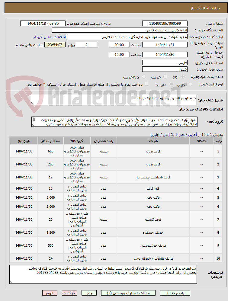 تصویر کوچک آگهی خرید لوازم التحریر و ملزومات اداری و کاغذ