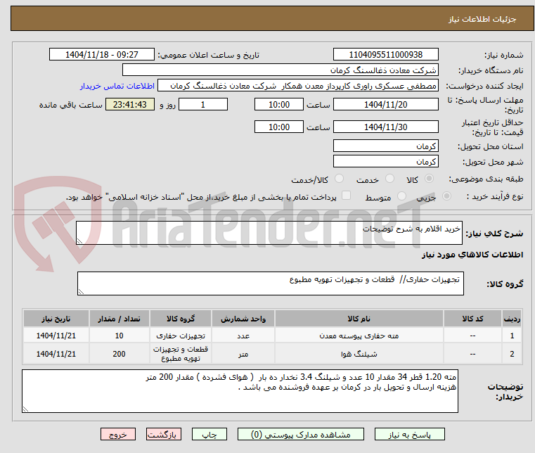 تصویر کوچک آگهی خرید اقلام به شرح توضیحات 