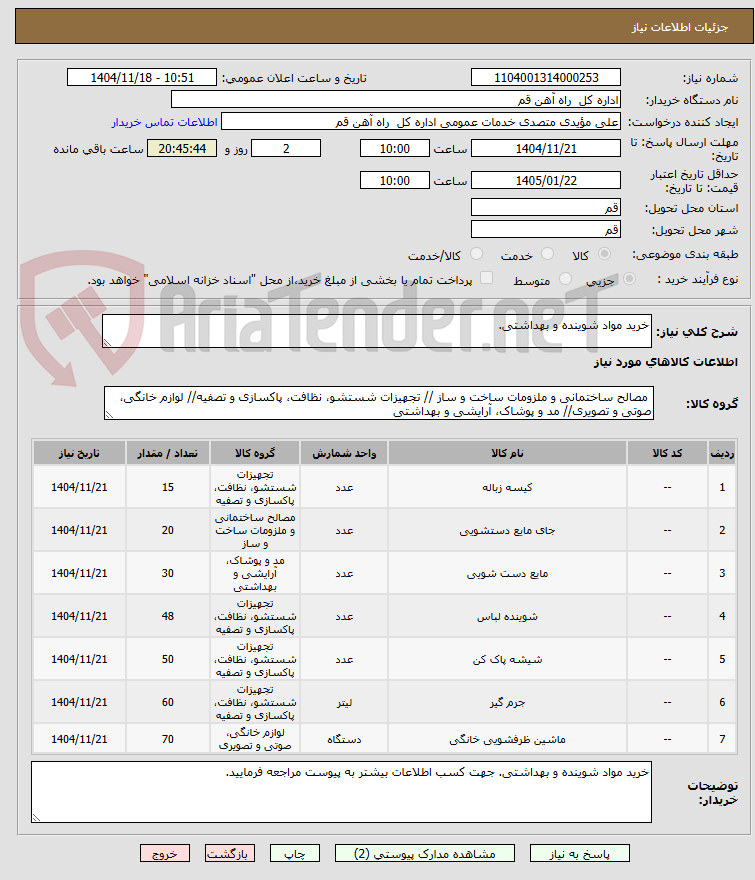 تصویر کوچک آگهی خرید مواد شوینده و بهداشتی.