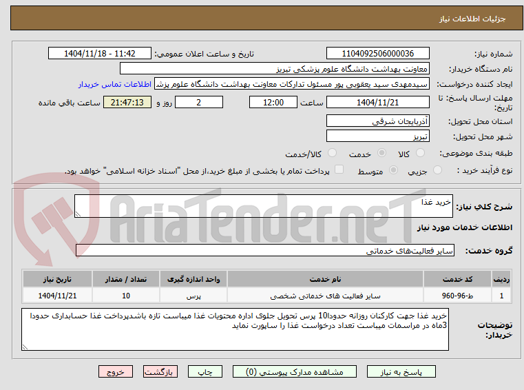 تصویر کوچک آگهی خرید غذا