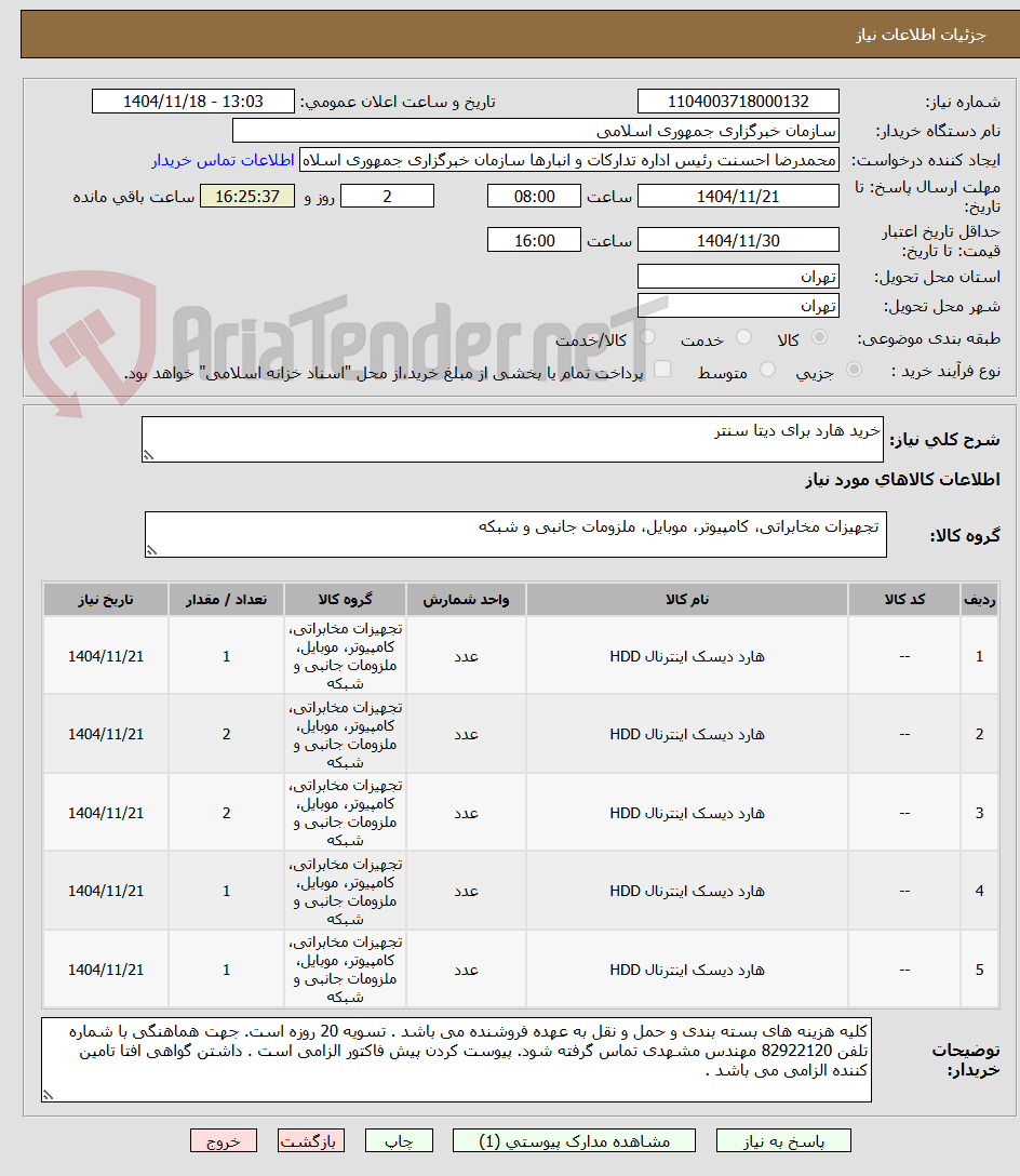 تصویر کوچک آگهی خرید هارد برای دیتا سنتر 