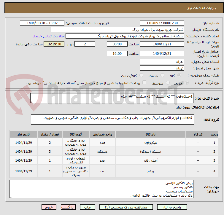 تصویر کوچک آگهی 1-میکروفون ** 2- اسپیکر** 3- میکسر**4- وبکم 