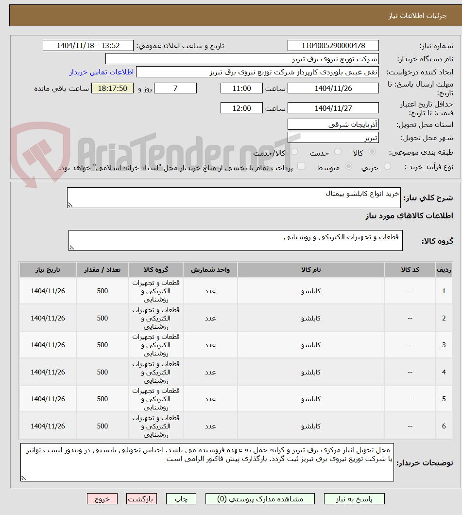 تصویر کوچک آگهی خرید انواع کابلشو بیمتال