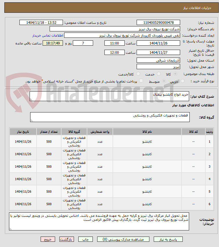 تصویر کوچک آگهی خرید انواع کابلشو بیمتال