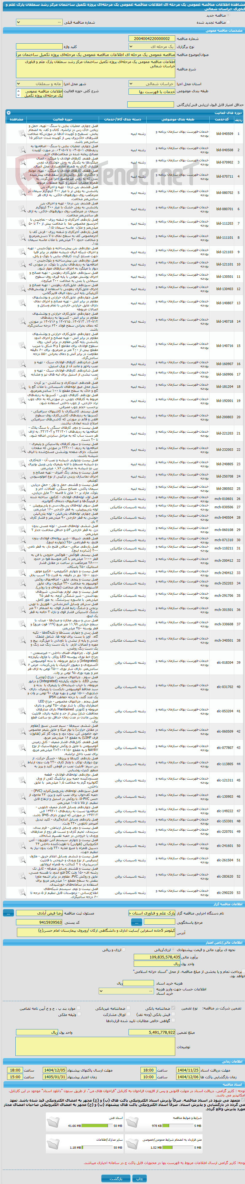 تصویر کوچک آگهی مناقصه عمومی یک مرحله ای اطلاعات مناقصه عمومی یک مرحلهای پروژه تکمیل ساختمان مرکز رشد سملقان پارک علم و فناوری خراسان شمالی