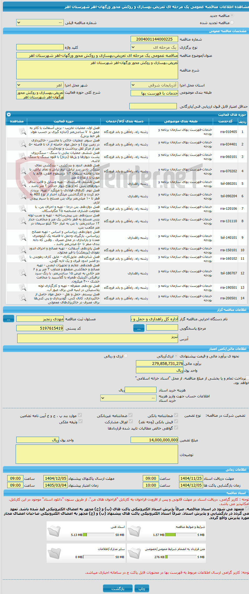 تصویر کوچک آگهی مناقصه عمومی یک مرحله ای تعریض،بهسازی و روکش محور ورگهان-اهر شهرستان اهر