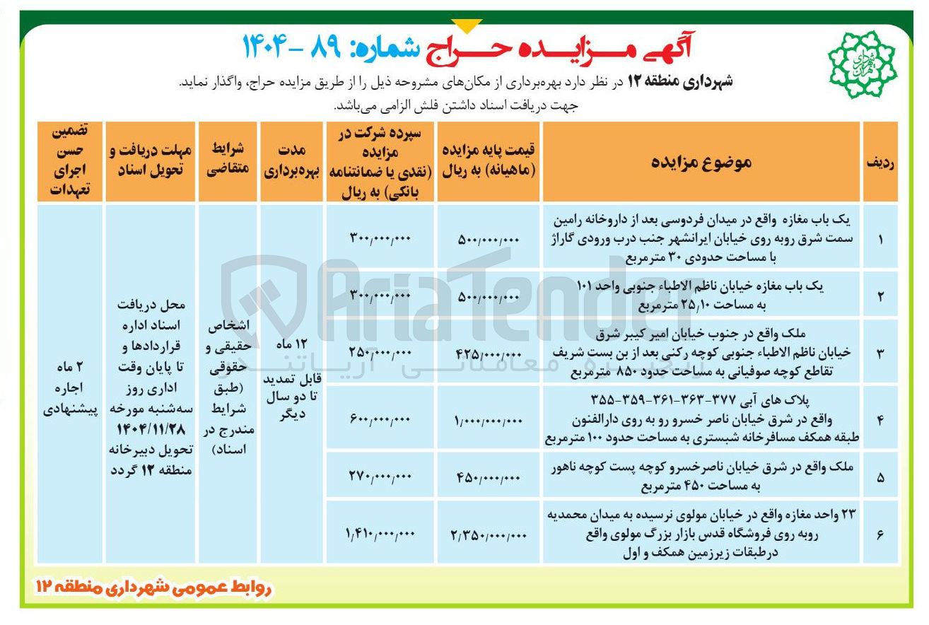 تصویر کوچک آگهی بهره برداری از اماکن