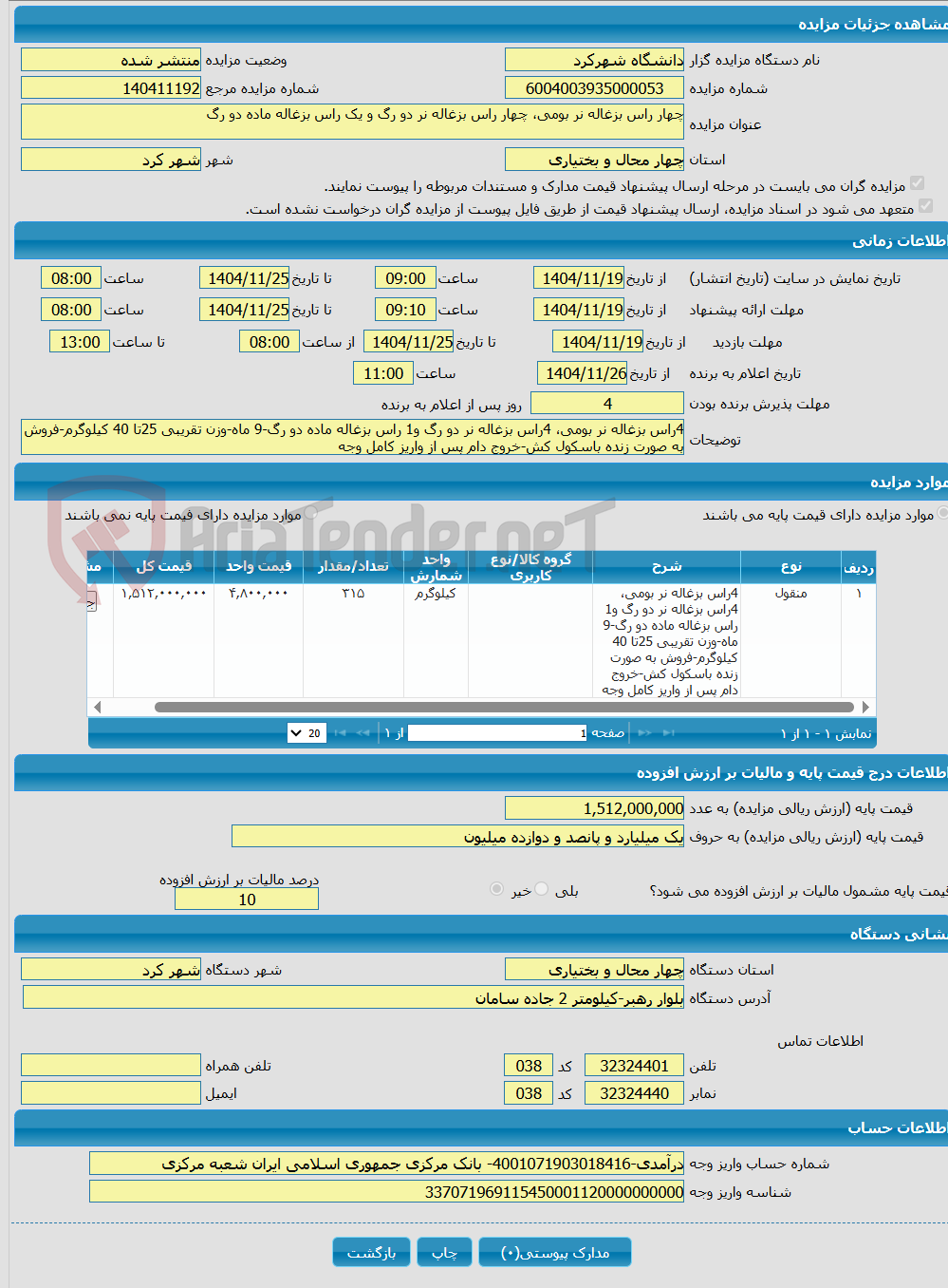 تصویر کوچک آگهی چهار راس بزغاله نر بومی، چهار راس بزغاله نر دو رگ و یک راس بزغاله ماده دو رگ