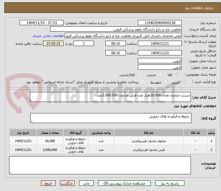 تصویر کوچک آگهی شربت متادون تعداد 30.000هزار عدد قرص متادون 2.000.000عدد