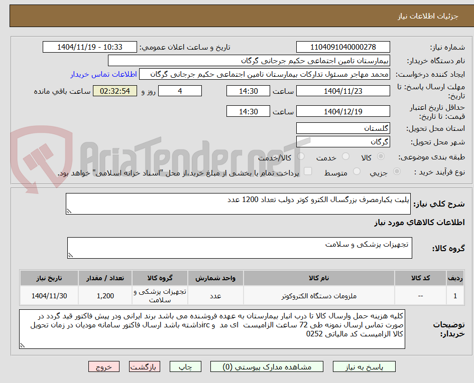 تصویر کوچک آگهی پلیت یکبارمصرف بزرگسال الکترو کوتر دولب تعداد 1200 عدد