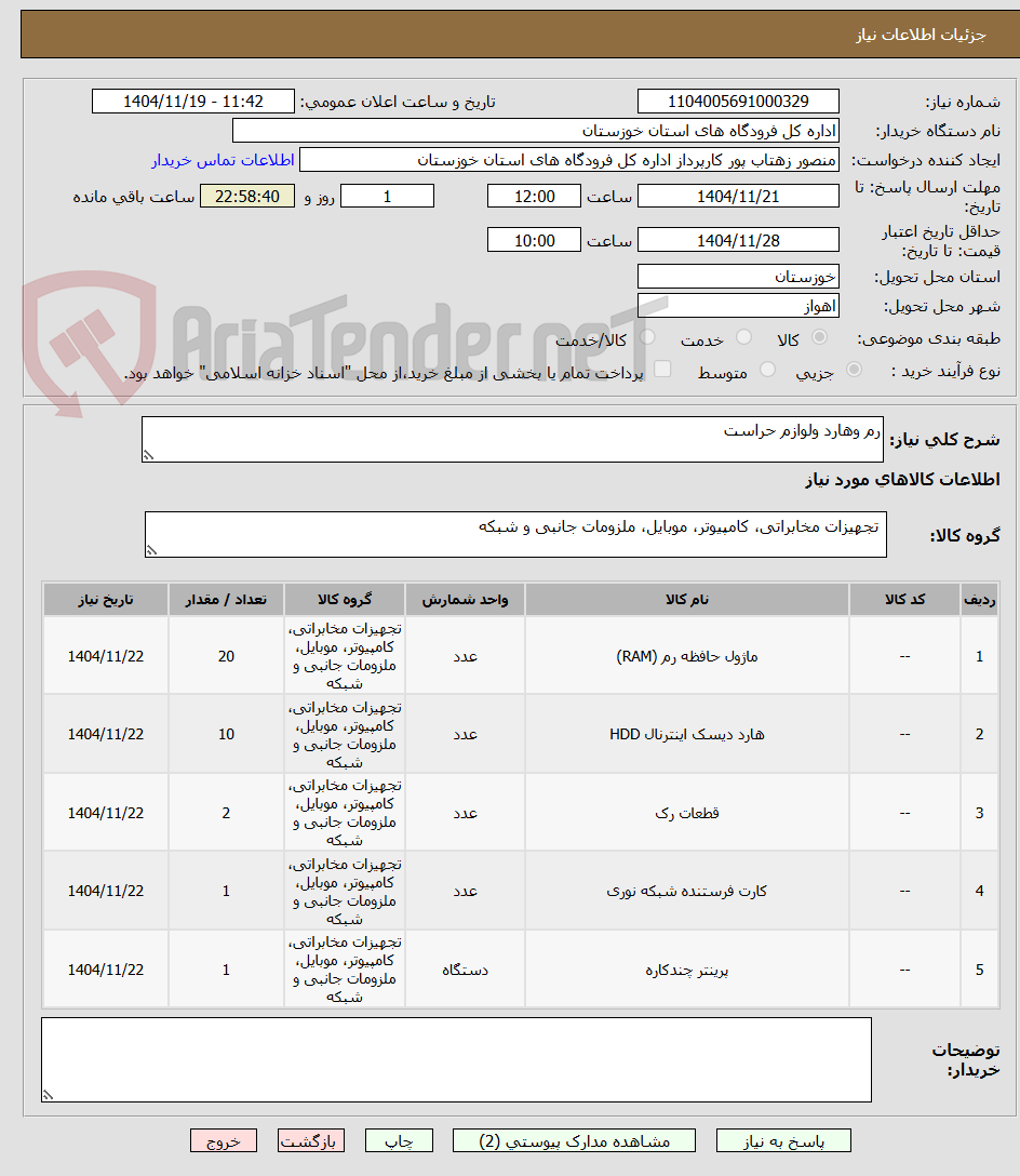 تصویر کوچک آگهی رم وهارد ولوازم حراست