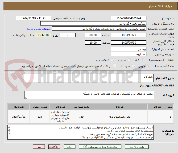 تصویر کوچک آگهی رابط کابل 