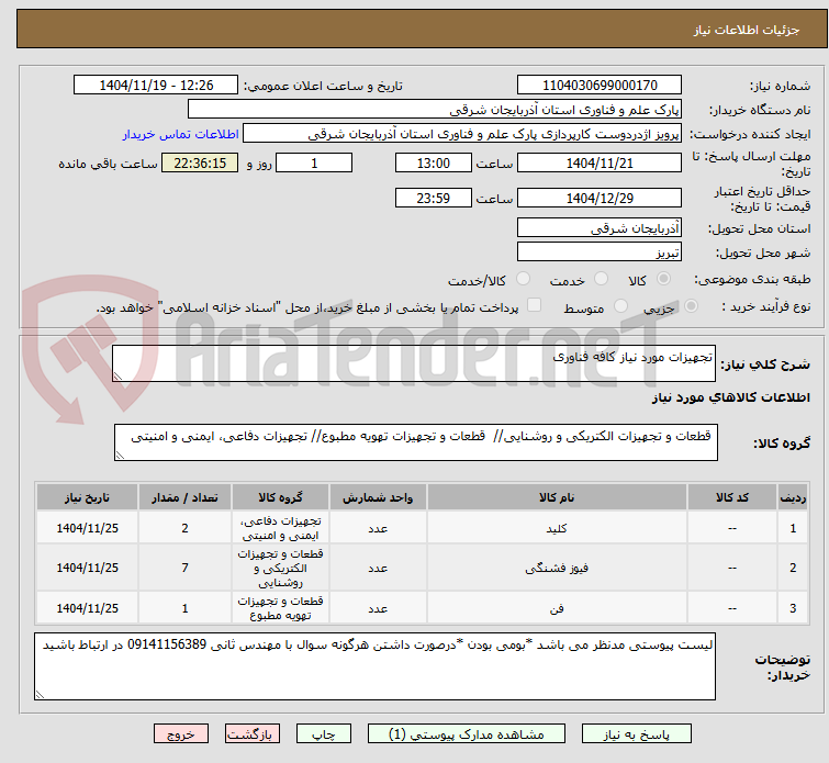 تصویر کوچک آگهی تجهیزات مورد نیاز کافه فناوری