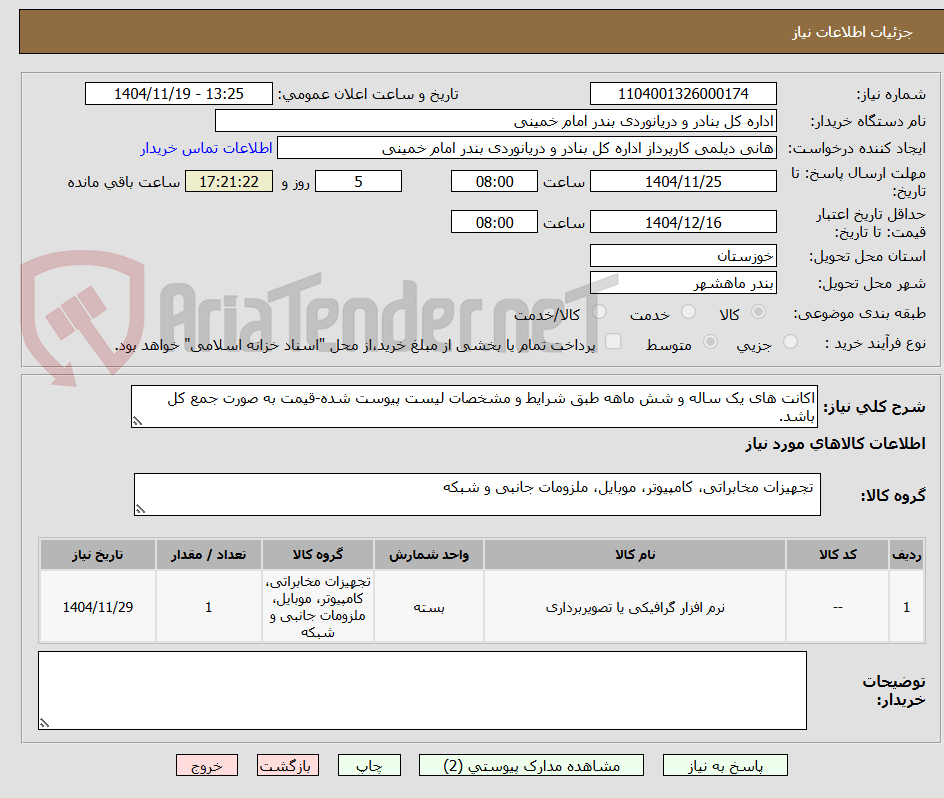 تصویر کوچک آگهی اکانت های یک ساله و شش ماهه طبق شرایط و مشخصات لیست پیوست شده-قیمت به صورت جمع کل باشد.