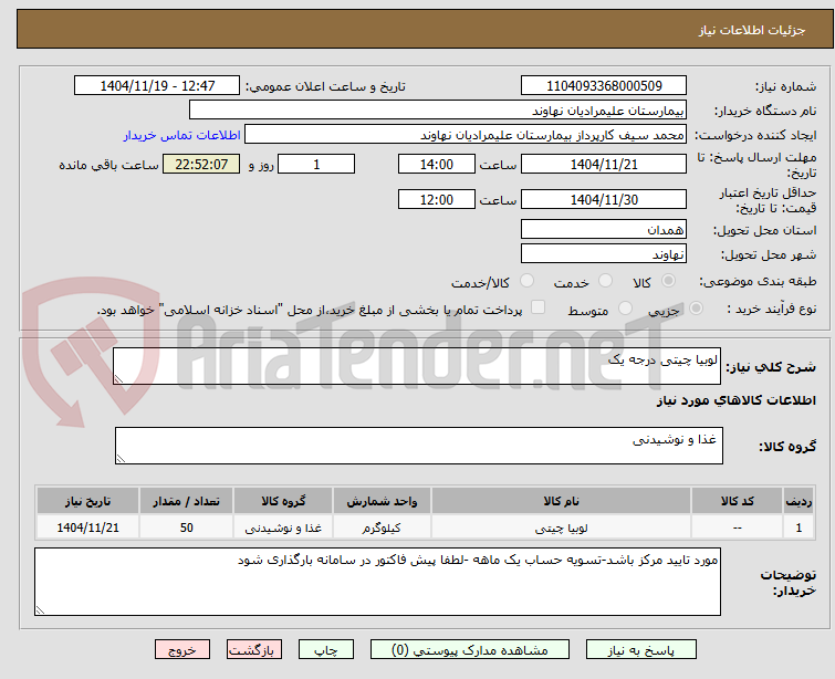 تصویر کوچک آگهی لوبیا چیتی درجه یک