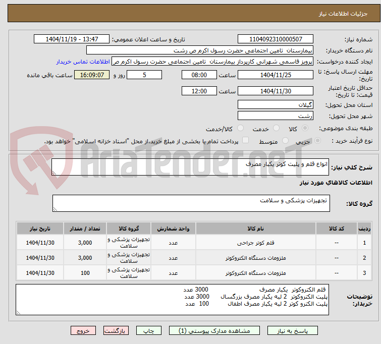 تصویر کوچک آگهی انواع قلم و پلیت کوتر یکبار مصرف