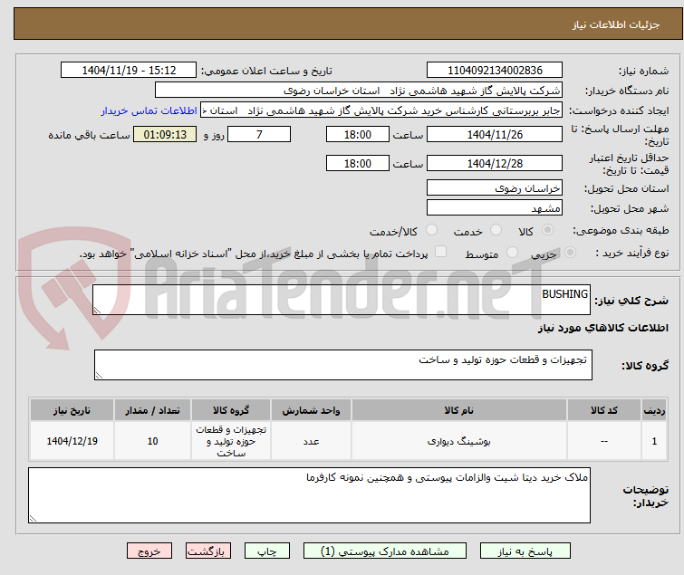 تصویر کوچک آگهی BUSHING