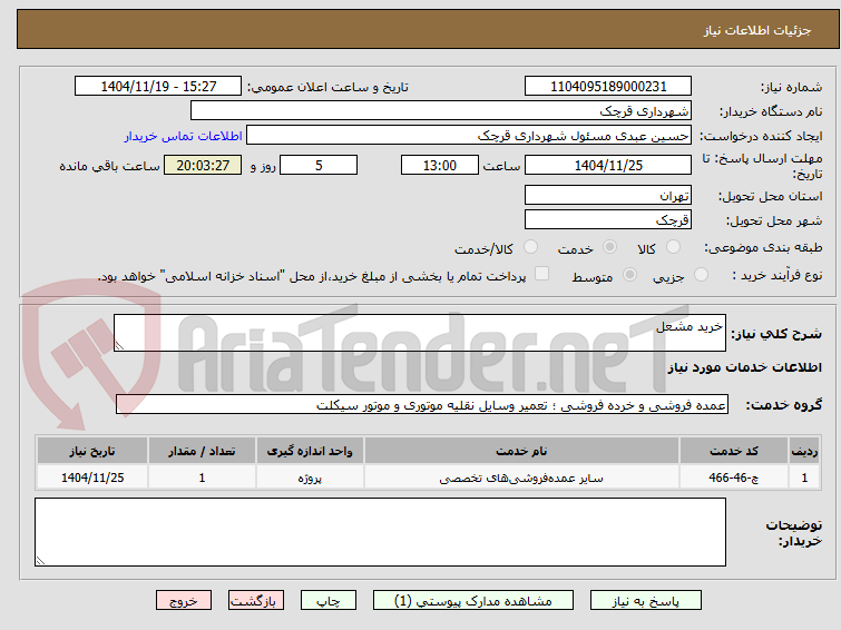 تصویر کوچک آگهی خرید مشعل