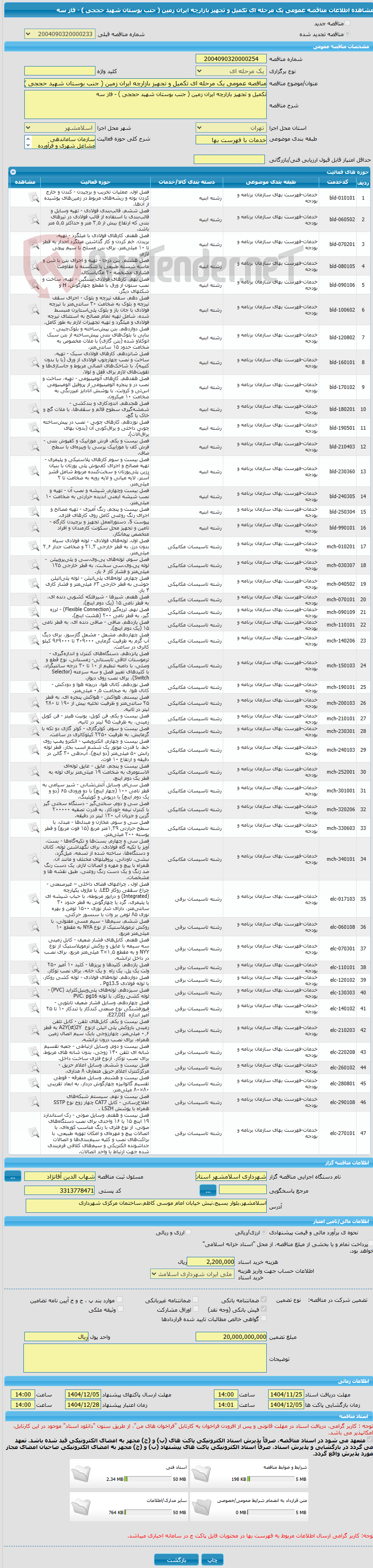 تصویر کوچک آگهی مناقصه عمومی یک مرحله ای تکمیل و تجهیز بازارچه ایران زمین ( جنب بوستان شهید حججی ) - فاز سه