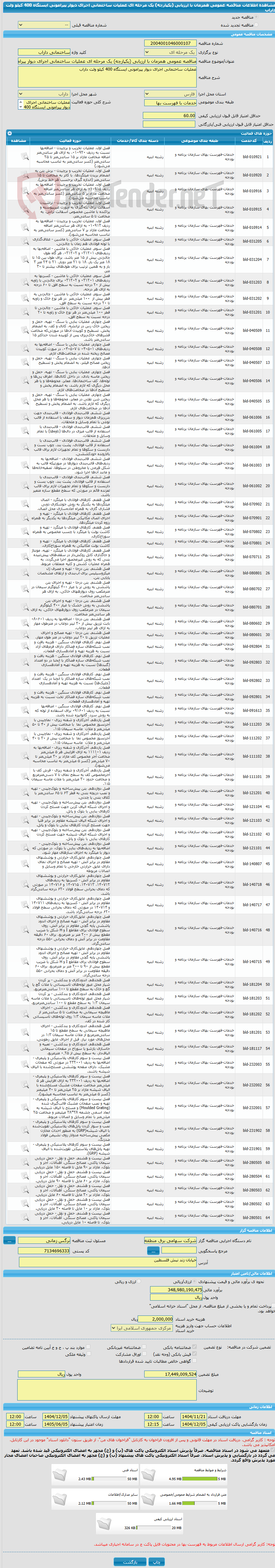 تصویر کوچک آگهی مناقصه عمومی همزمان با ارزیابی (یکپارچه) یک مرحله ای عملیات ساختمانی اجرای دیوار پیرامونی ایستگاه 400 کیلو ولت داراب