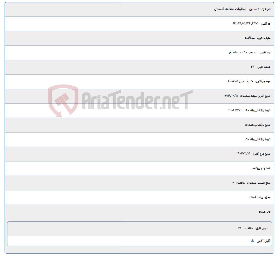 تصویر کوچک آگهی خرید دیزل 400kva