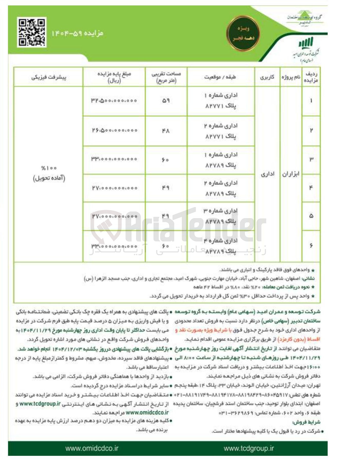 تصویر کوچک آگهی فروش تعداد محدودی از واحدهای اداری 