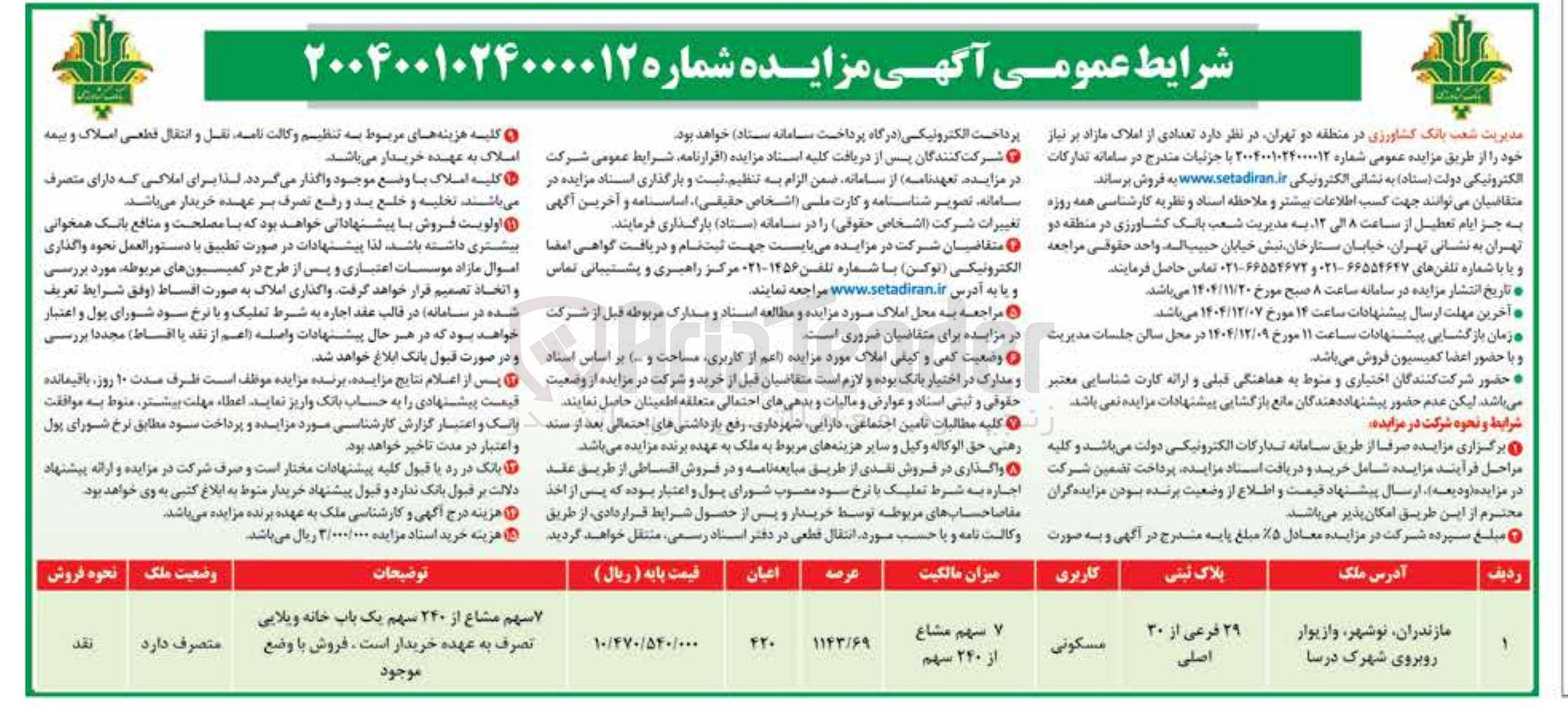 تصویر کوچک آگهی فروش تعدادی از املاک
