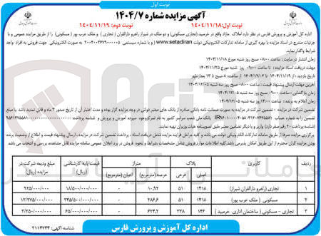 تصویر کوچک آگهی واگذاری املاک