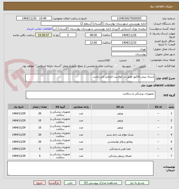 تصویر کوچک آگهی ارسال پیش فاکتور طبق در خواست الزامی می باشد