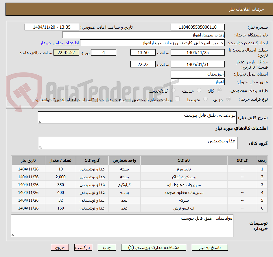 تصویر کوچک آگهی موادغذایی طبق فایل پیوست