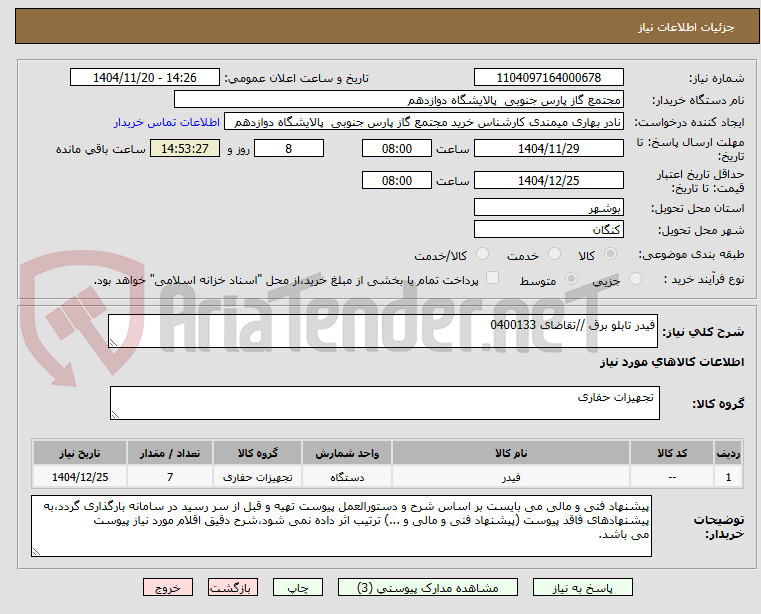 تصویر کوچک آگهی فیدر تابلو برق //تقاضای 0400133