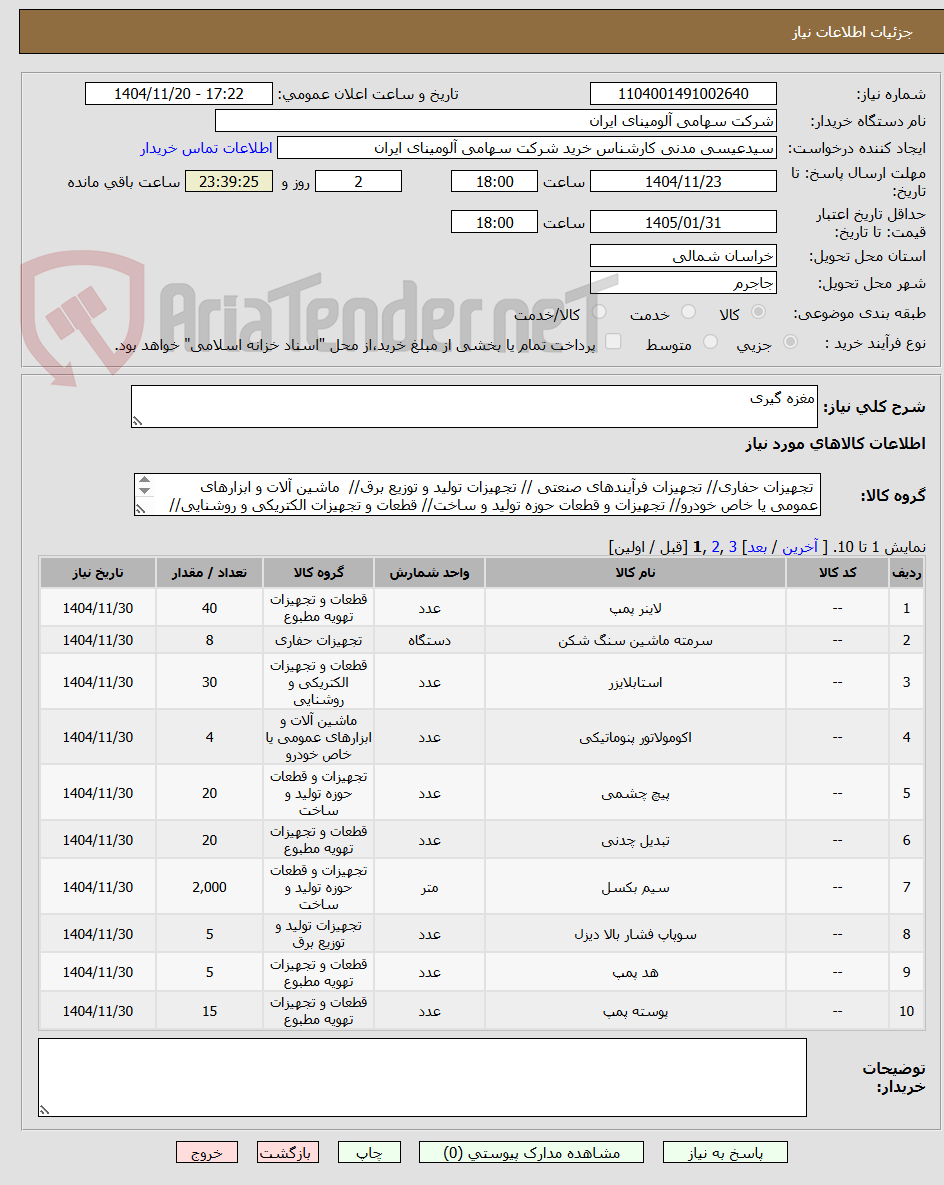 تصویر کوچک آگهی مغزه گیری