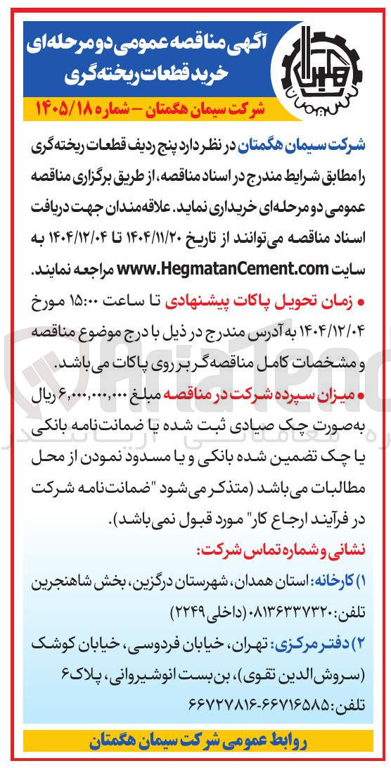 تصویر کوچک آگهی خرید پنج ردیف قطعات ریخته گری 