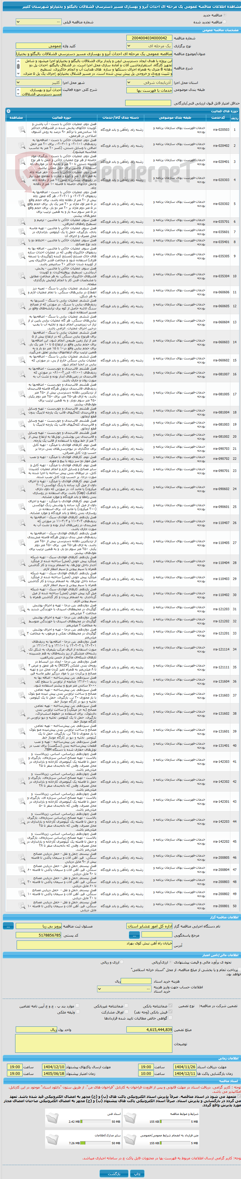 تصویر کوچک آگهی مناقصه عمومی یک مرحله ای احداث آبرو و بهسازی مسیر دسترسی قشلاقات بالبگلو و بختیارلو شهرستان کلیبر