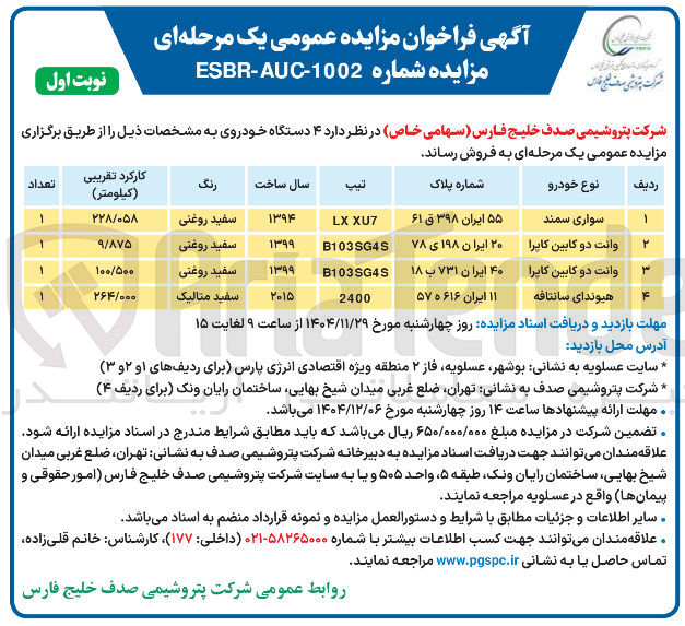 تصویر کوچک آگهی فروش 4 دستگاه خودرو