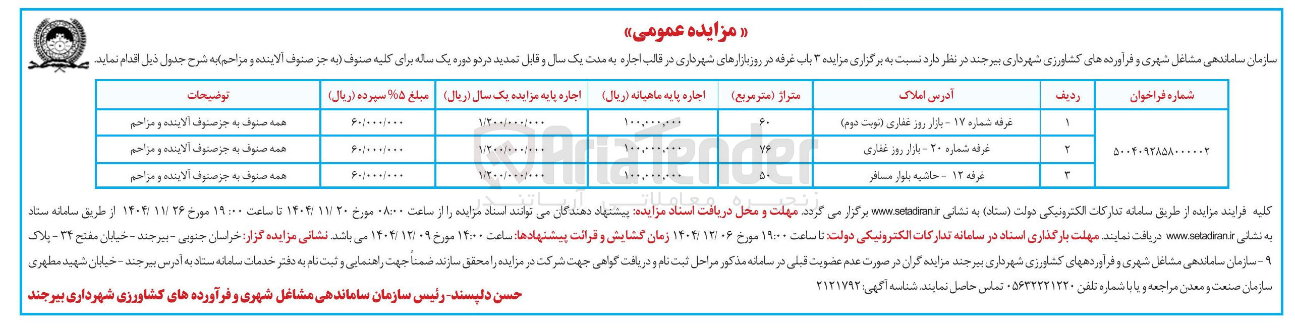 تصویر کوچک آگهی اجاره ۳ باب غرفه 