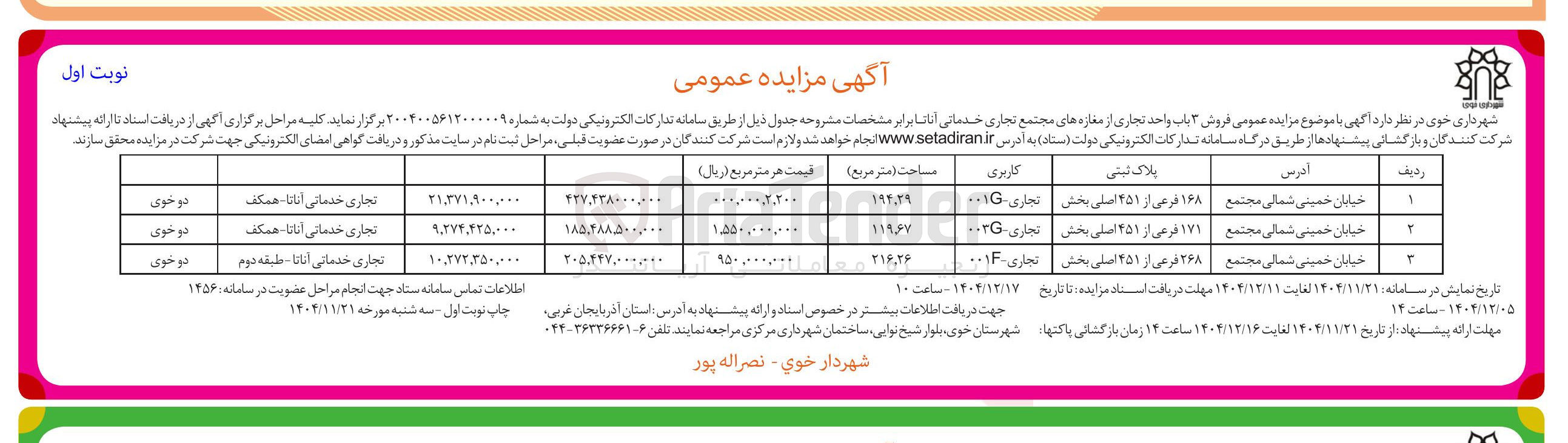 تصویر کوچک آگهی فروش ۳ باب واحد تجاری