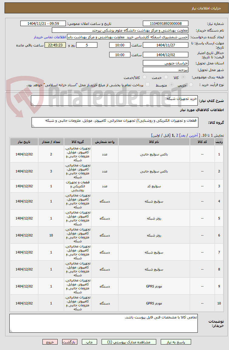 تصویر کوچک آگهی خرید تجهیزات شبکه 