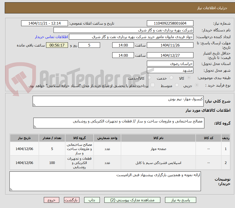 تصویر کوچک آگهی کنسول مهار- نیم بوش