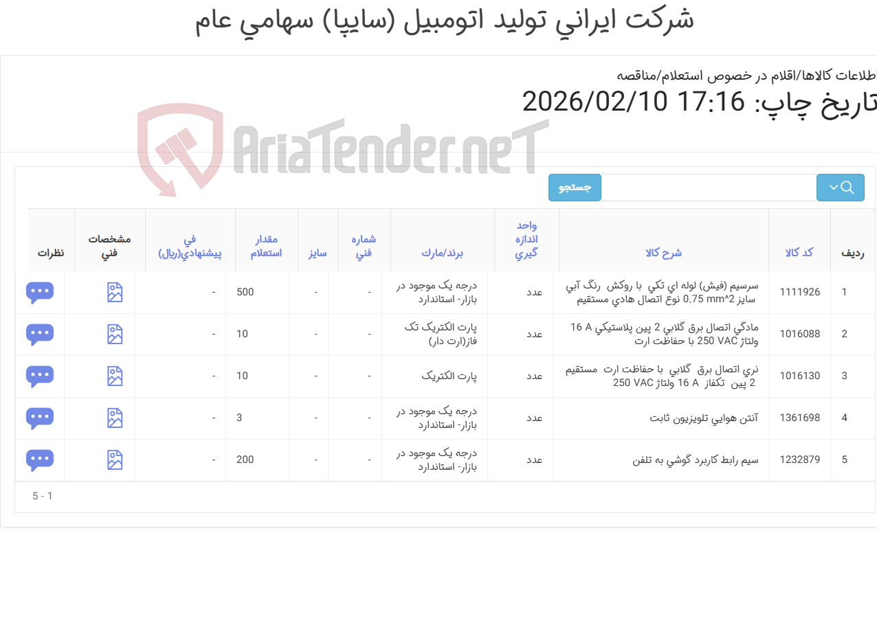 تصویر کوچک آگهی متعلقات برقی