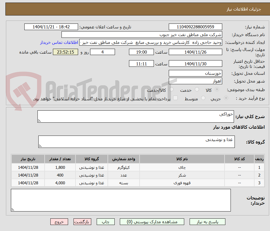 تصویر کوچک آگهی خوراکی