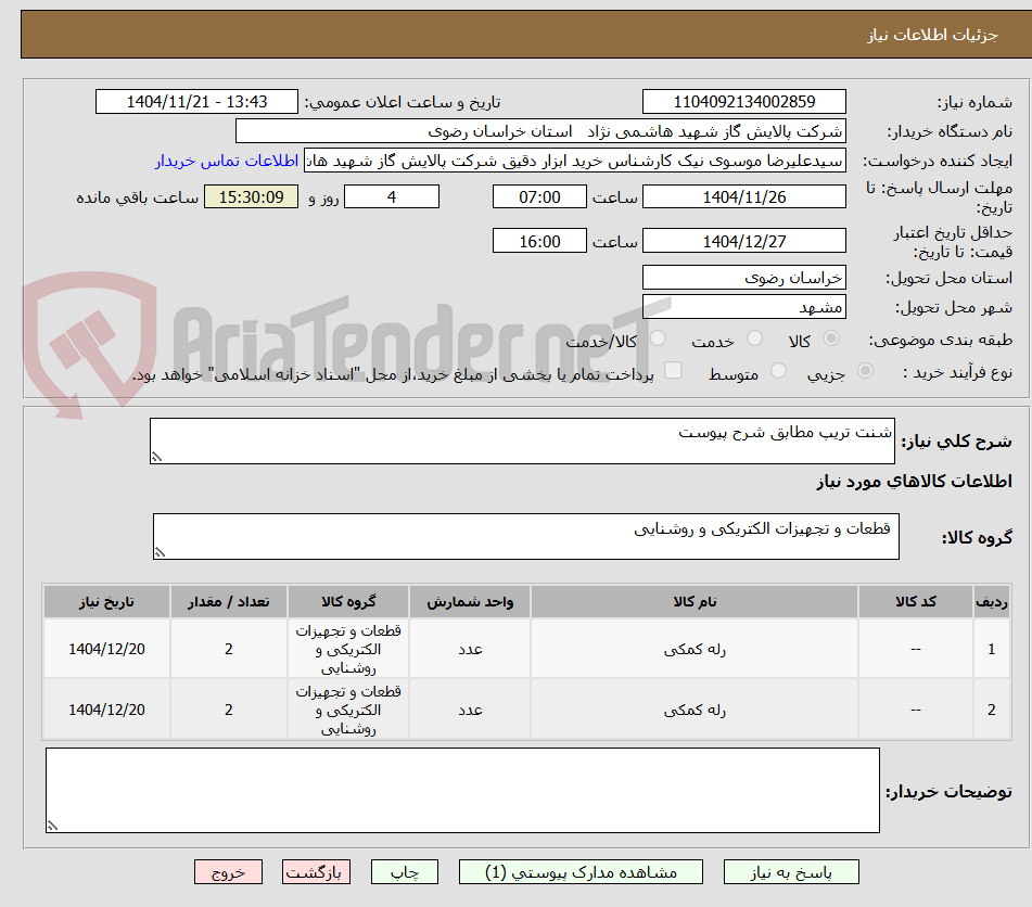 تصویر کوچک آگهی شنت تریپ مطابق شرح پیوست