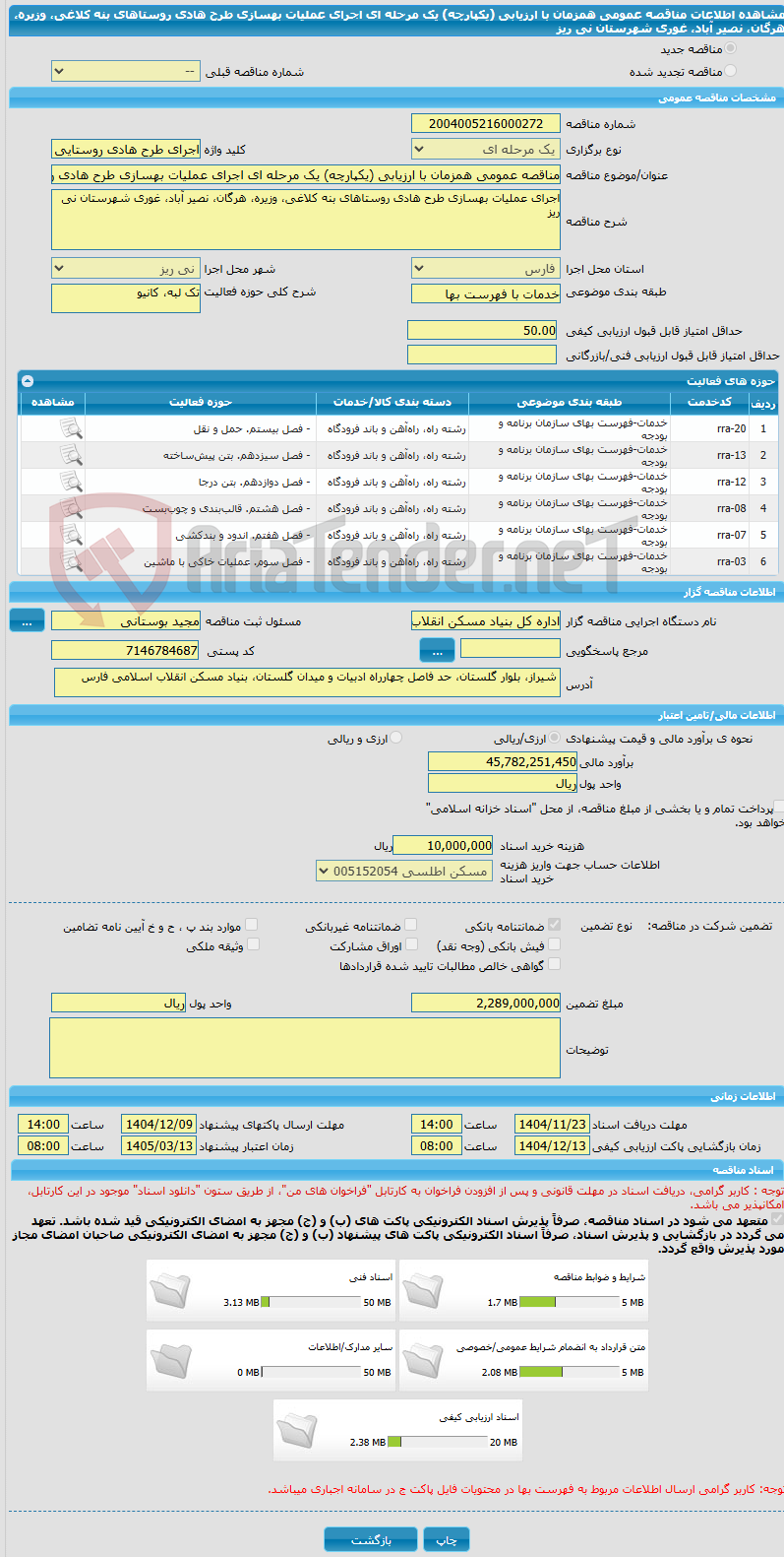 تصویر کوچک آگهی مناقصه عمومی همزمان با ارزیابی (یکپارچه) یک مرحله ای اجرای عملیات بهسازی طرح هادی روستاهای بنه کلاغی، وزیره، هرگان، نصیر آباد، غوری شهرستان نی ریز