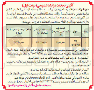 تصویر کوچک آگهی اجاره دکه ورودی شهر