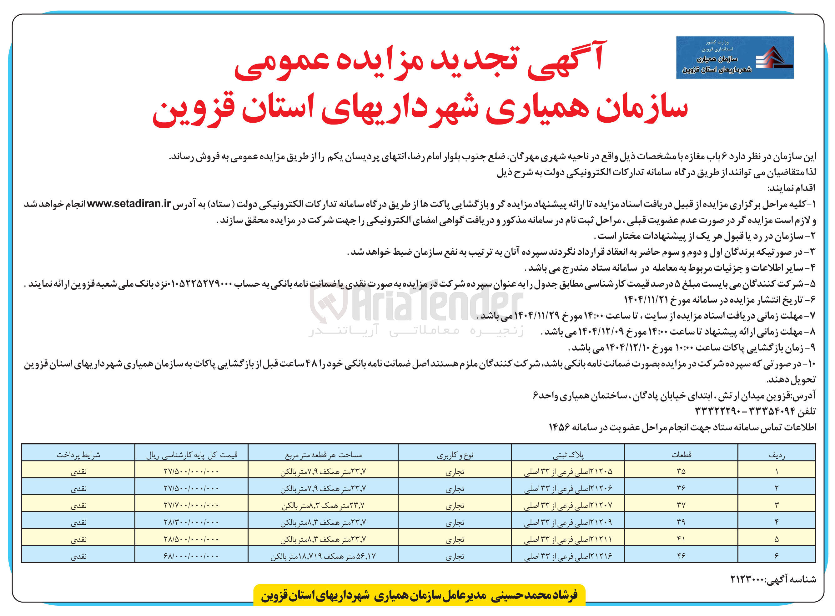 تصویر کوچک آگهی فروش ۶ باب مغازه